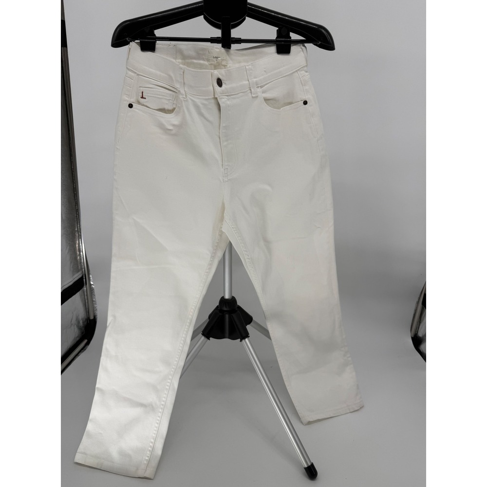 Lafayette 148 NY Womens Size 12 White Denim Jeans Straight Leg Made in USA